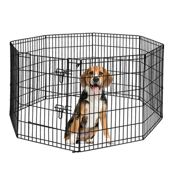 PaWz Pet Dog Playpen Puppy Exercise 8 Panel Enclosure Fence Black With Door 42" PaWz